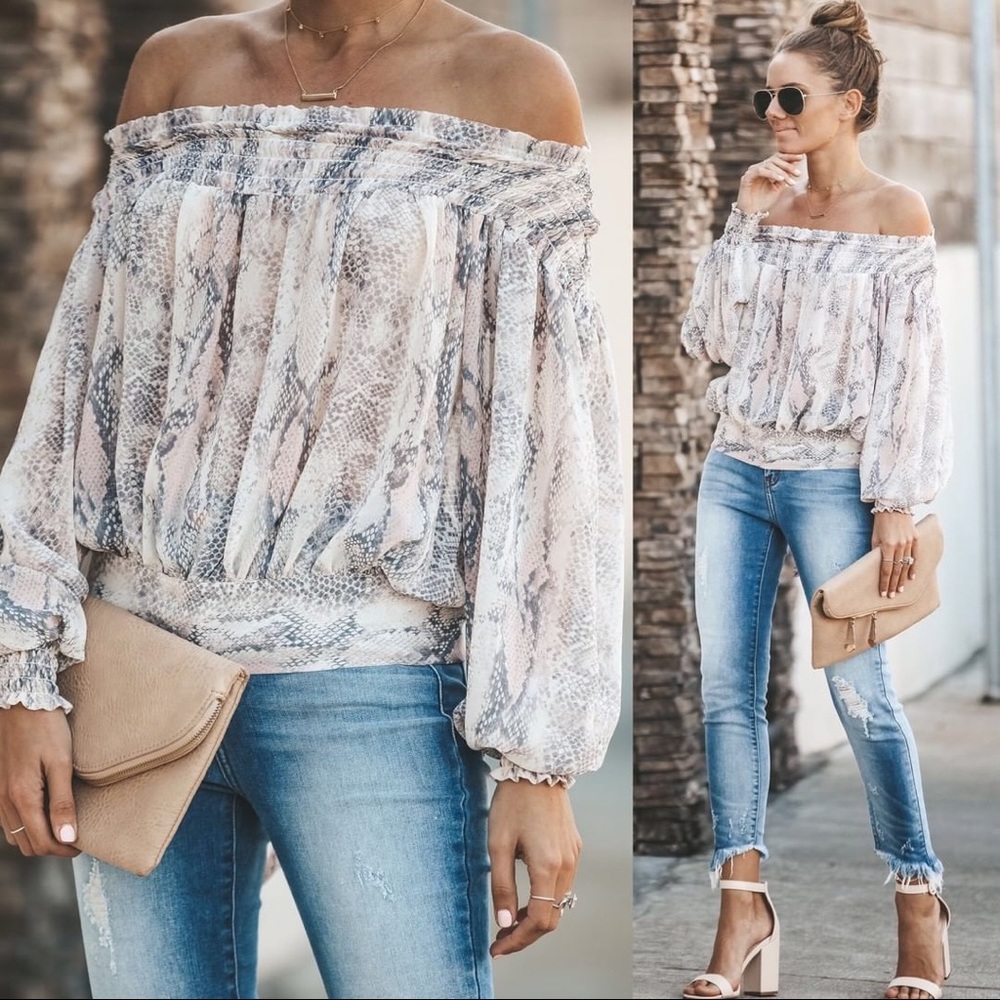 Vici Dolls Venom Smocked Off the Shoulder Top